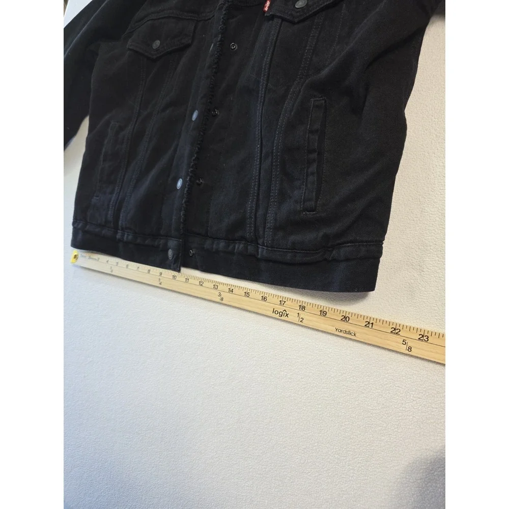 Levis Denim Jacket Adult Large Blk Sherpa Lined Black Tab Trucker Fleece